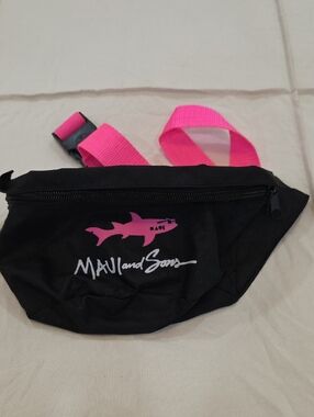 Maui and Sons Black Crossbody Waist Bag with Hot Pink Strap